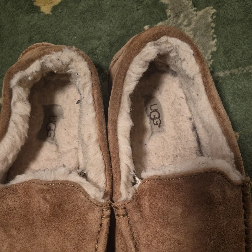 UGG Tan Suede Slippers with Plush Lining
